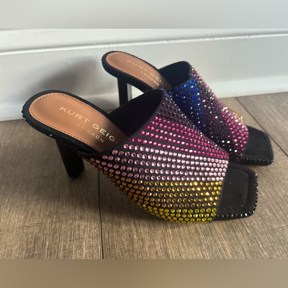 NEW KURT GEIGER MULTI COLOR RAINBOW CRYSTAL HIGH HEELS SIZE 36.5